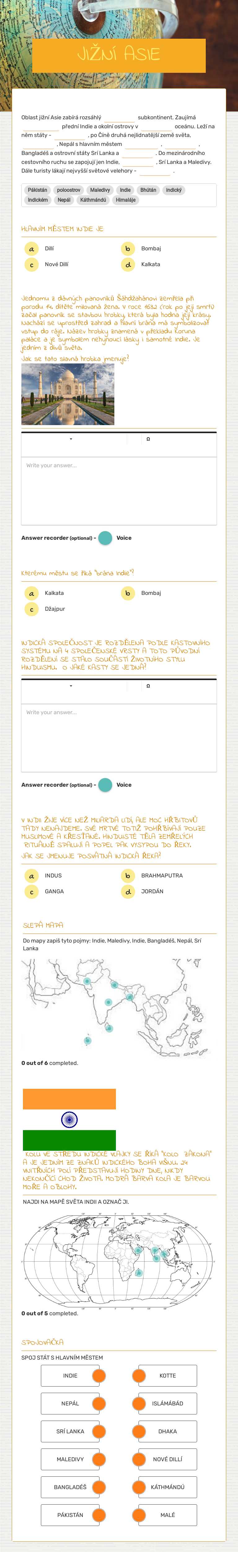 JIŽNÍ ASIE worksheet preview image