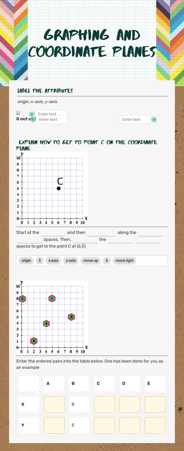 Graphing and Coordinate Planes worksheet preview image