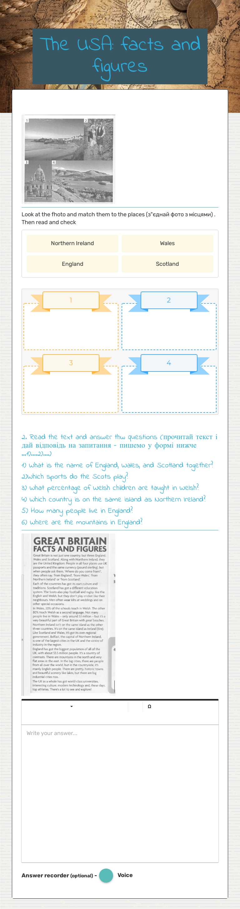 The USA: facts and figures worksheet preview image