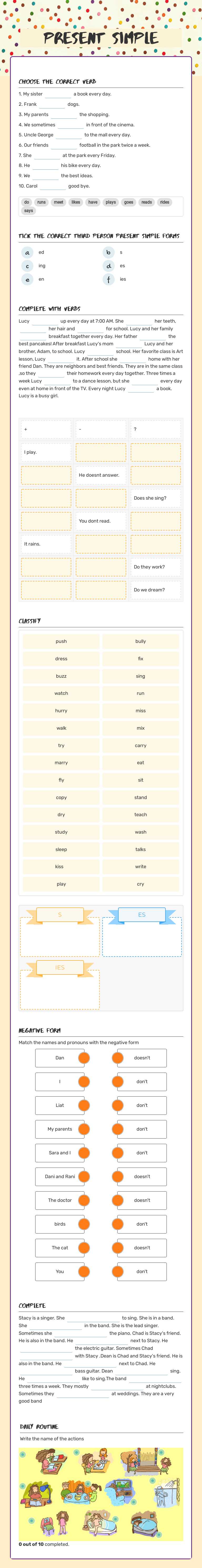 Present Simple by sarah koren | Interactive Worksheet | Wizer.me