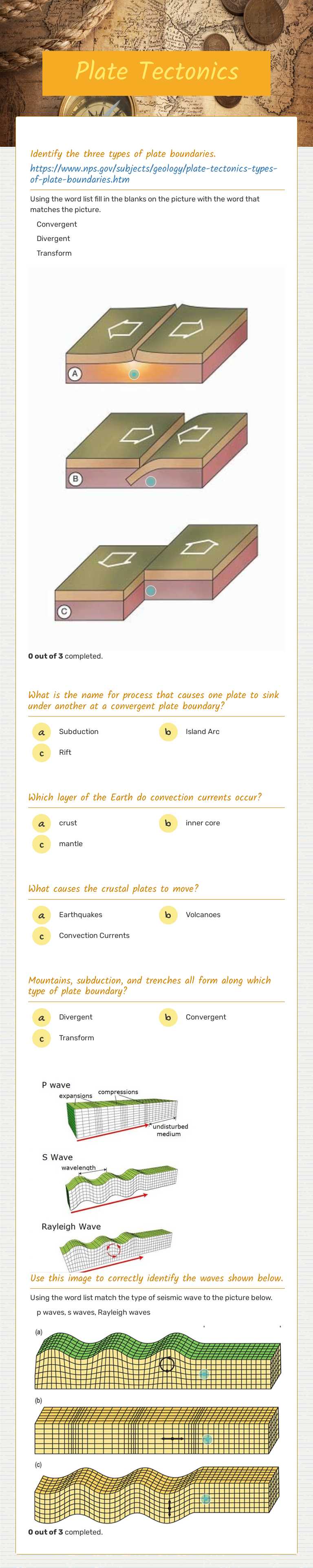 Plate Tectonics worksheet preview image