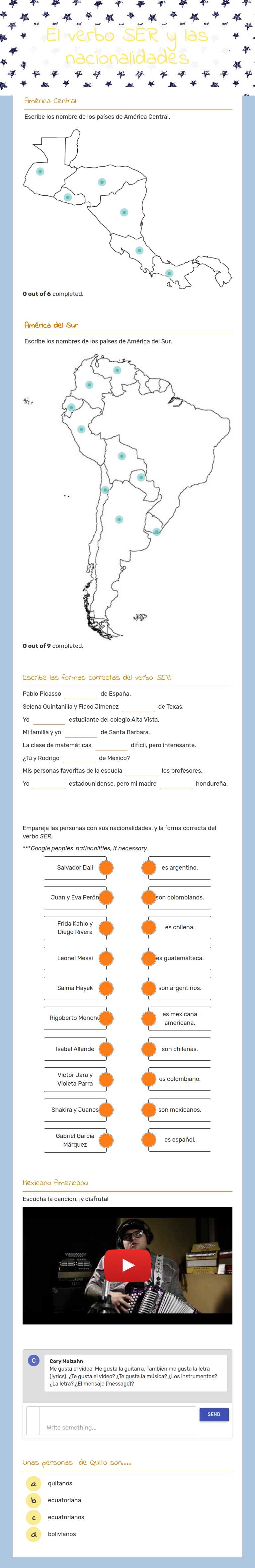 El verbo SER y las nacionalidades worksheet preview image