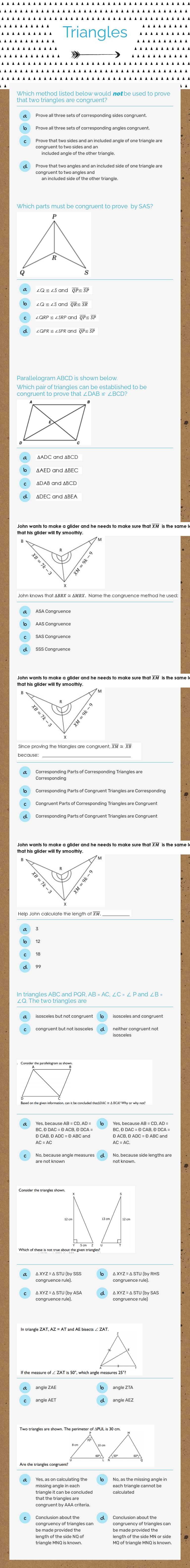 Triangles Grade 7 worksheet preview