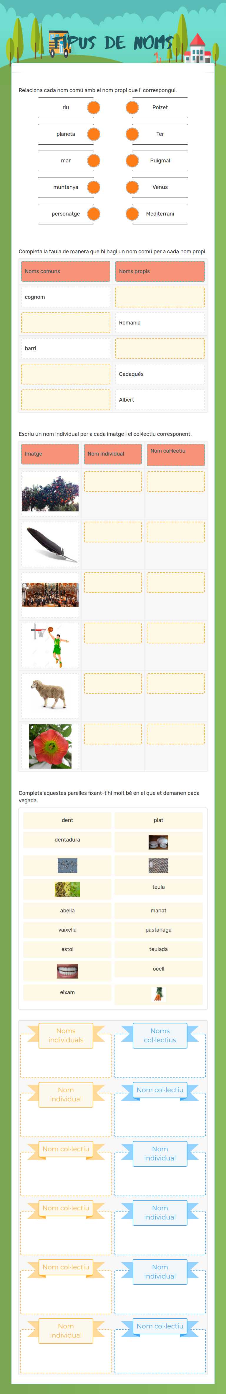 TIPUS DE NOMS Grade 5 worksheet preview