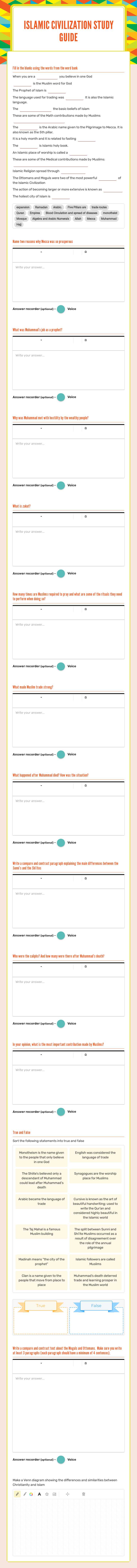 Islamic Civilization
Study Guide Grade 6 worksheet preview