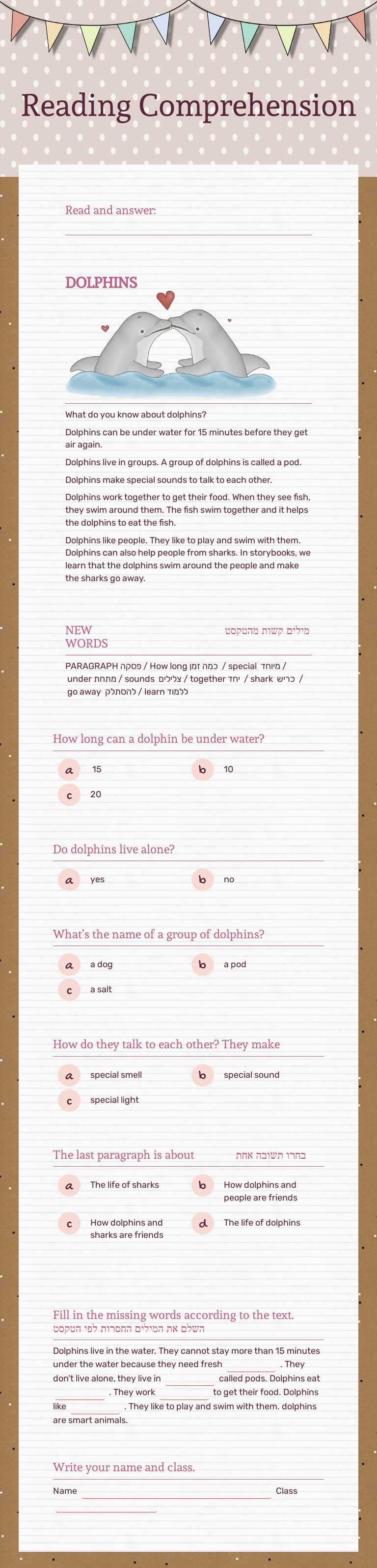 Reading Comprehension worksheet preview image