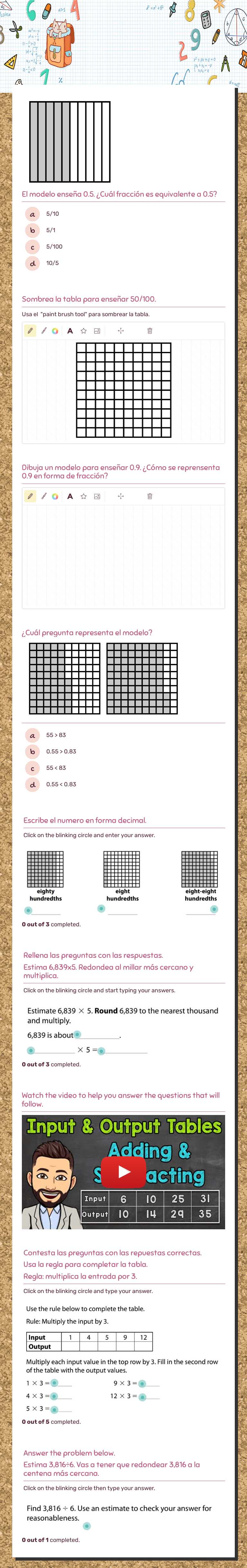 matemáticas semana siete Grade 4 worksheet preview
