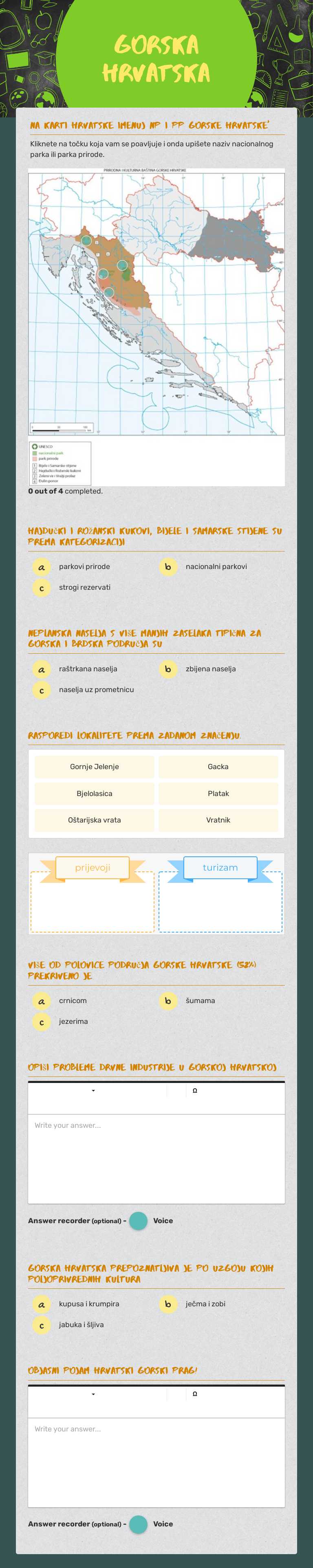 gorska hrvatska worksheet preview image