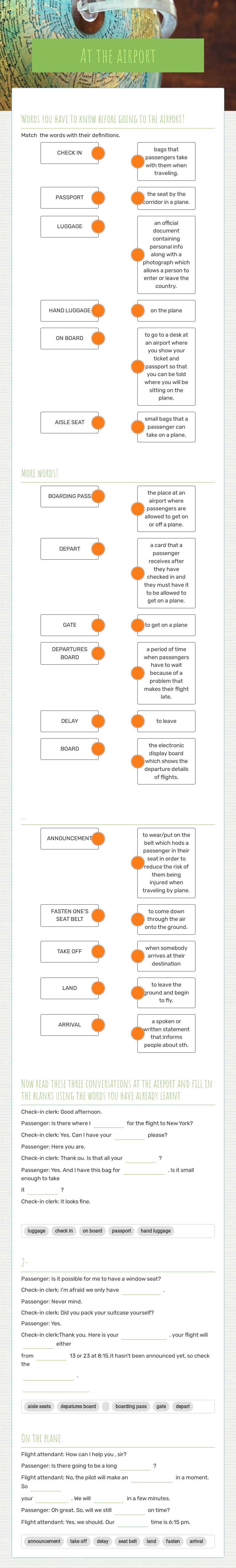 At the airport worksheet preview image