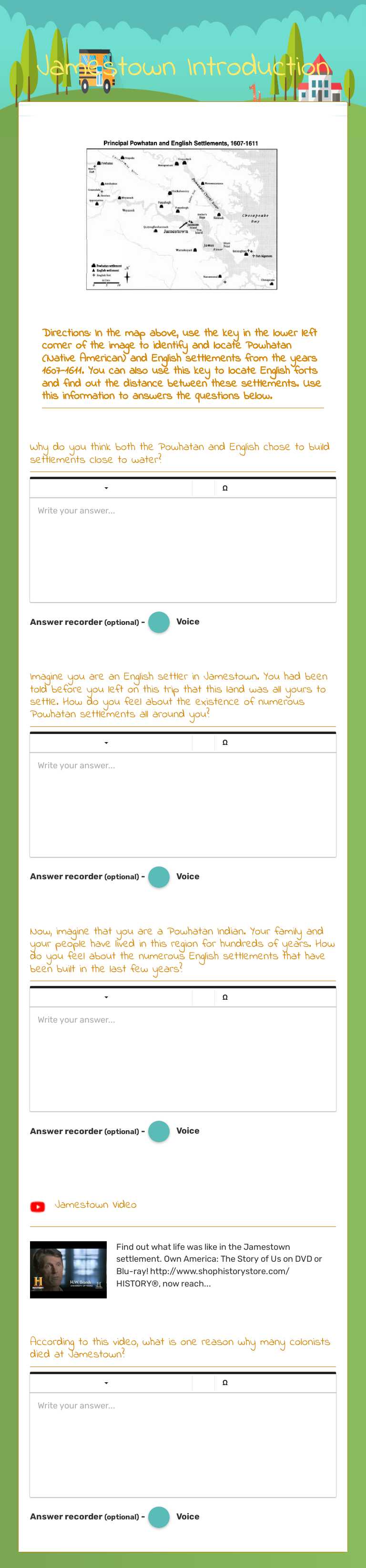 Jamestown Introduction Grade 7 worksheet preview