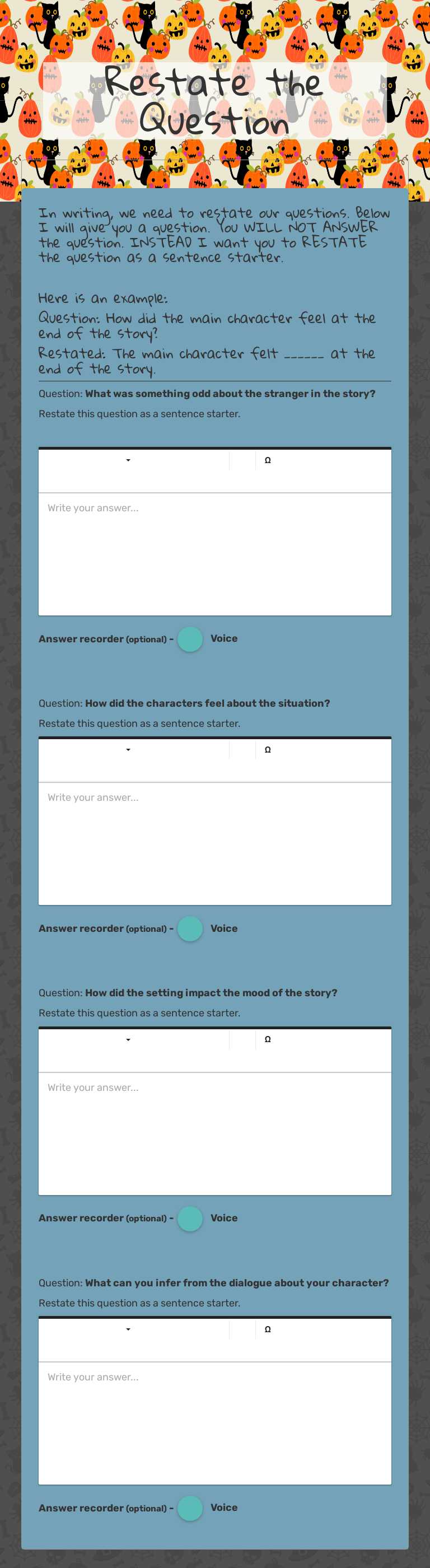 Restate the Question worksheet preview image
