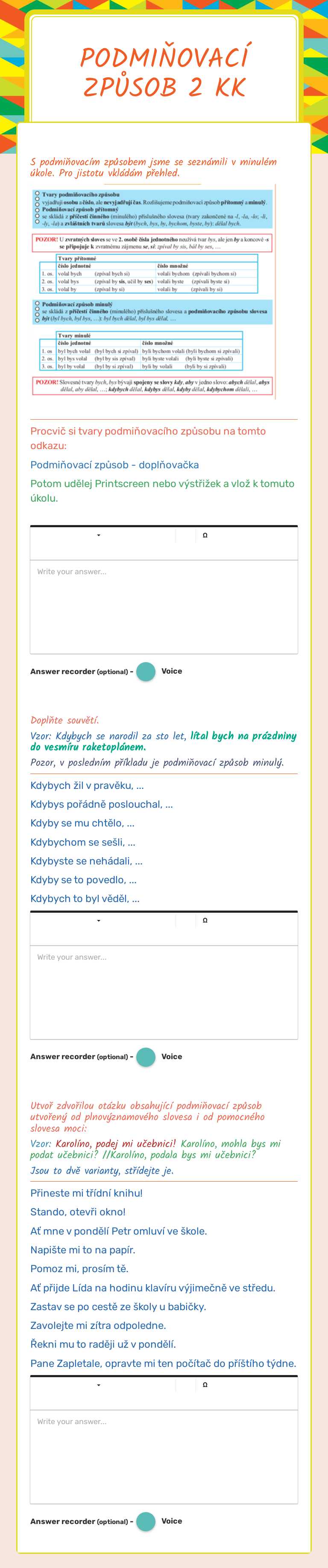 Podmiňovací způsob 2   KK worksheet preview image