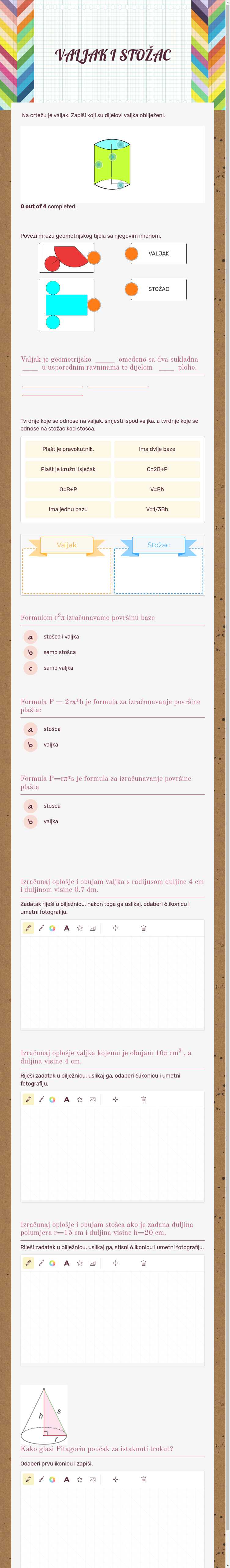 VALJAK I STOŽAC worksheet preview image