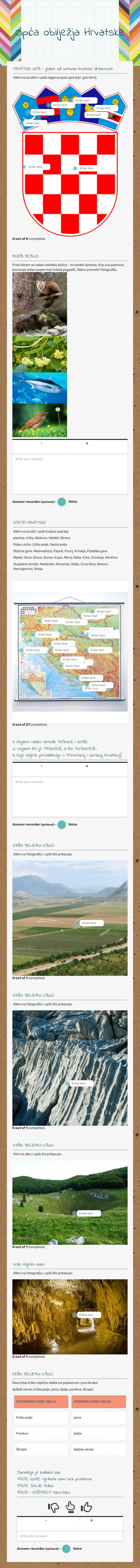 Opća obilježja Hrvatske worksheet preview image