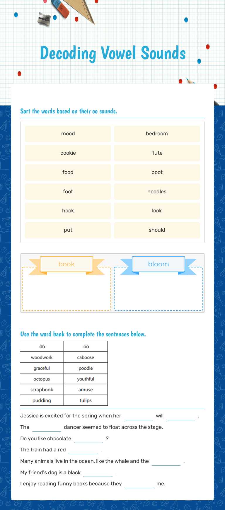 Decoding Vowel Sounds worksheet preview image