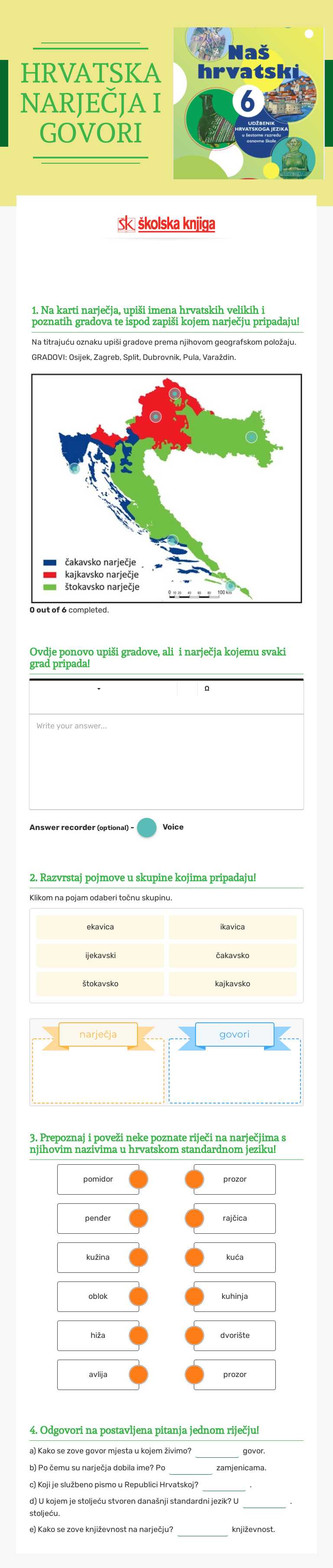 HRVATSKA NARJEČJA I GOVORI worksheet preview image