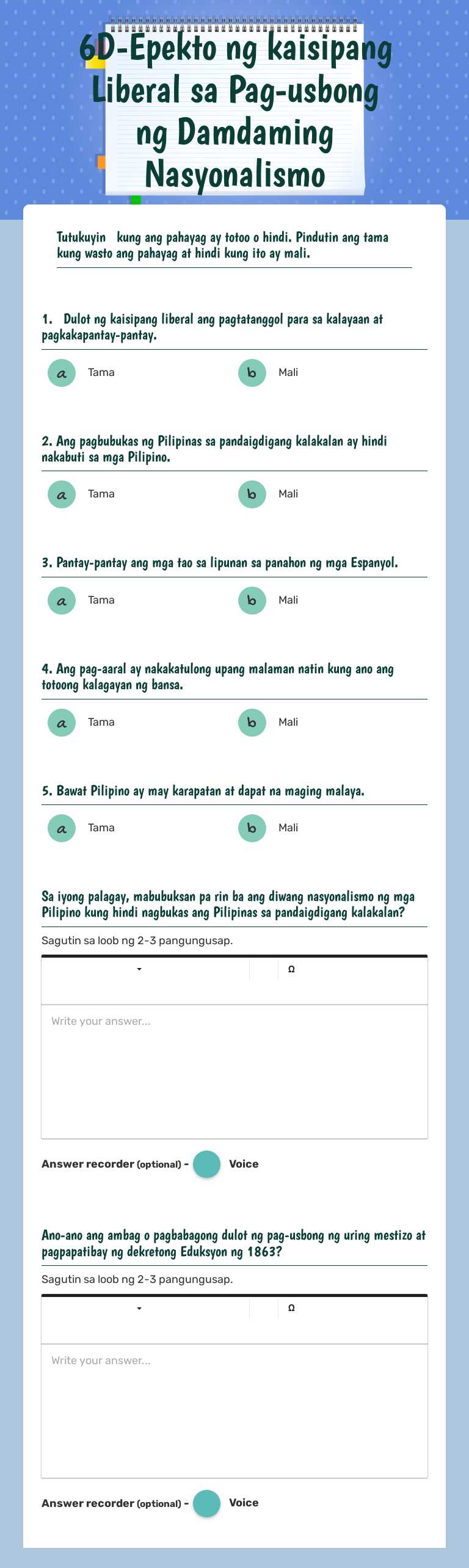 6D-Epekto ng kaisipang Liberal sa Pag-usbong ng Damdaming Nasyonalismo worksheet preview