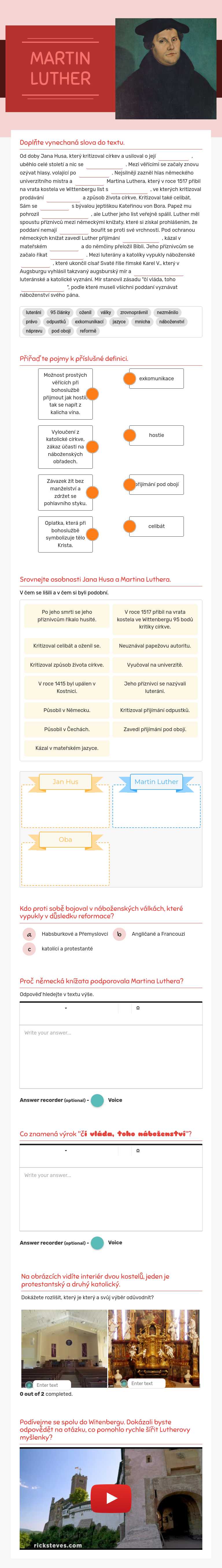 MARTIN LUTHER worksheet preview image