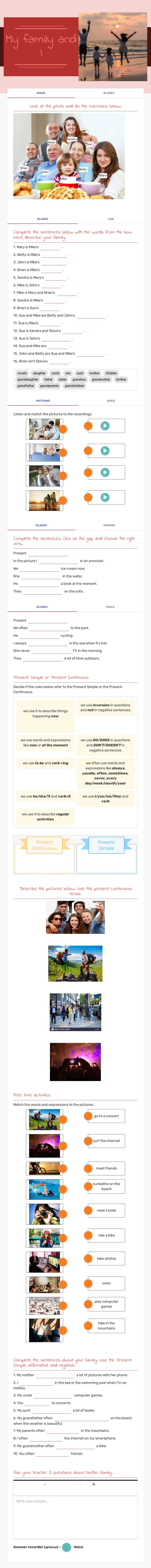 My family and I worksheet preview image