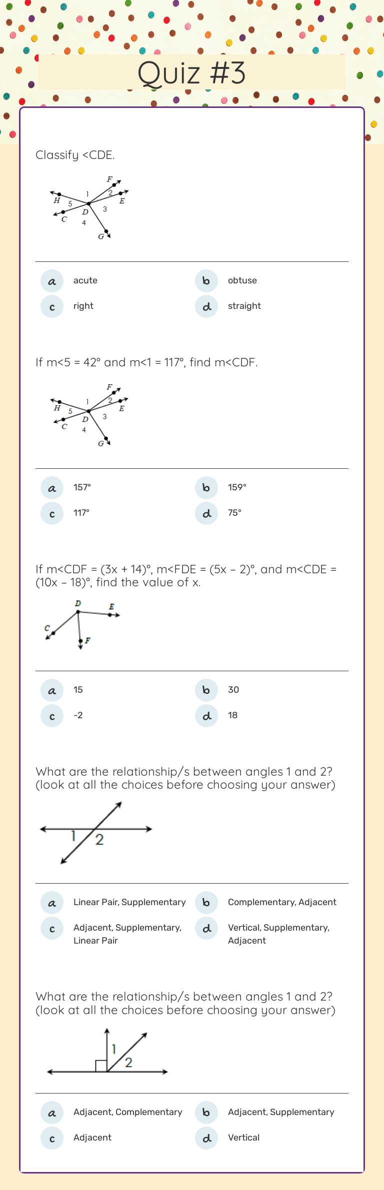 Quiz #3 worksheet preview image