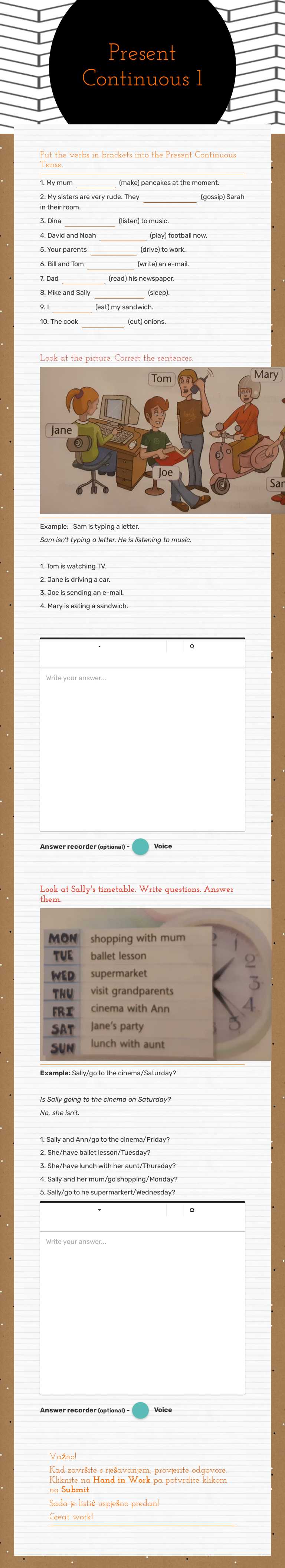 Present Continuous 1 by Engleski Jezik | Interactive Worksheet | Wizer.me