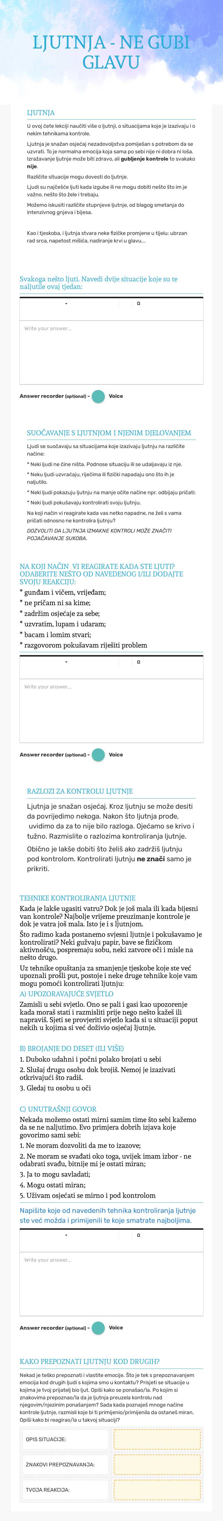 LJUTNJA - NE GUBI GLAVU worksheet preview image