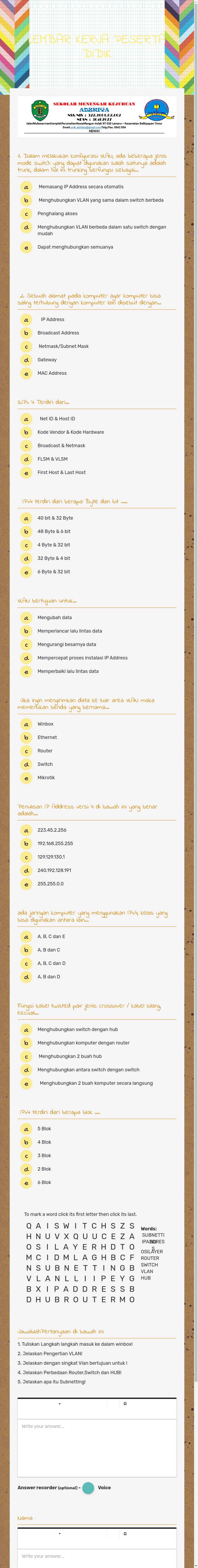 LEMBAR KERJA PESERTA DIDIK worksheet preview image