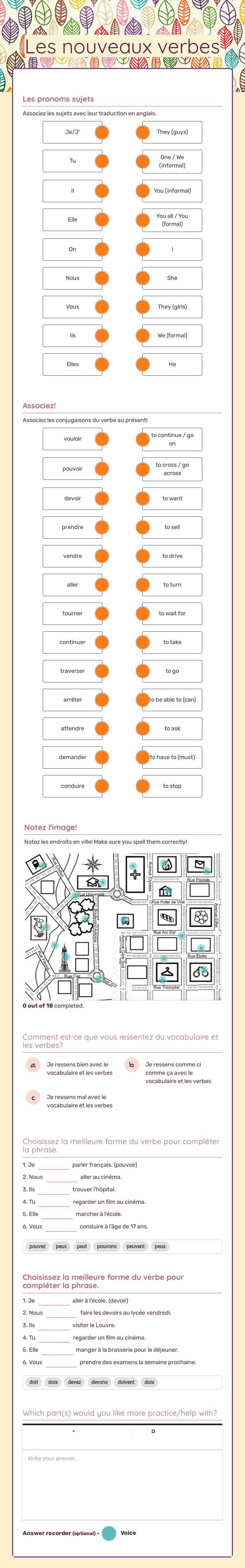 Les nouveaux verbes worksheet preview image