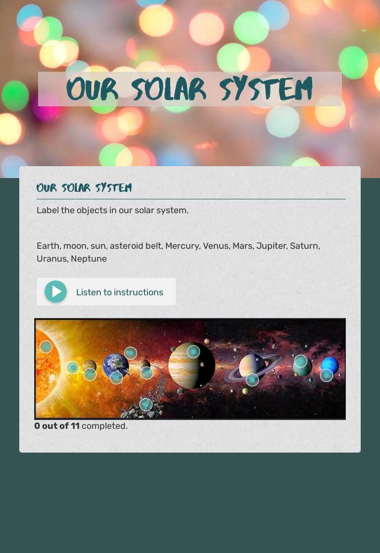 Our Solar System worksheet preview image