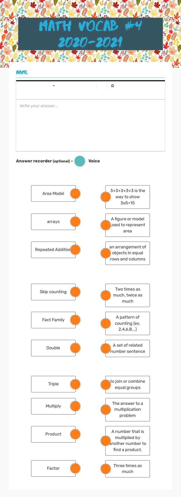 Math Vocab #4 2020-2021 worksheet preview image
