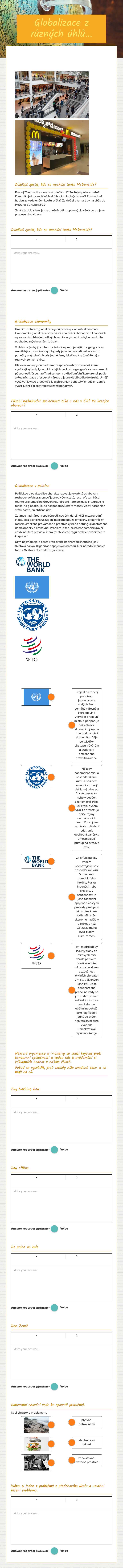 Globalizace z různých úhlů... worksheet preview image