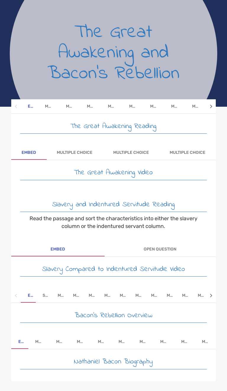 The Great Awakening and Bacon's Rebellion worksheet preview