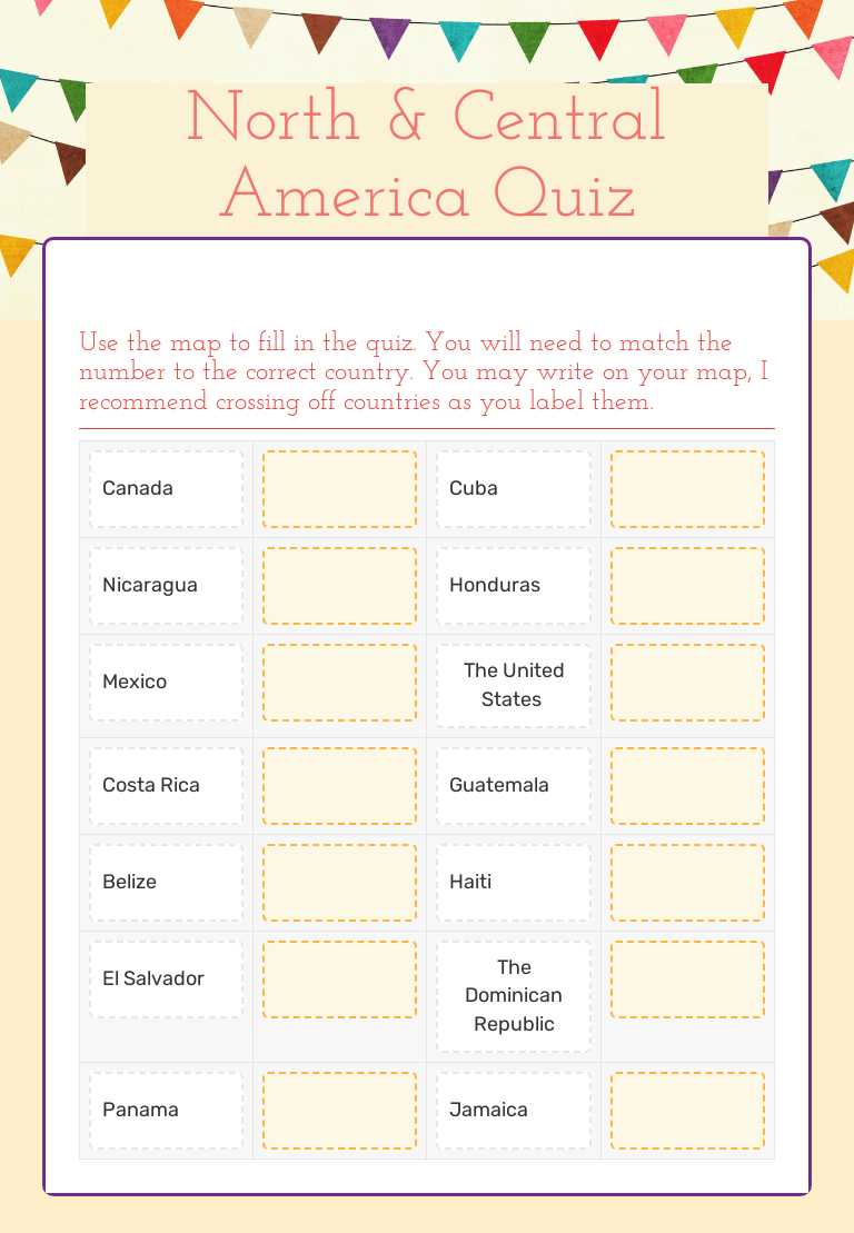 North & Central America Quiz worksheet preview image
