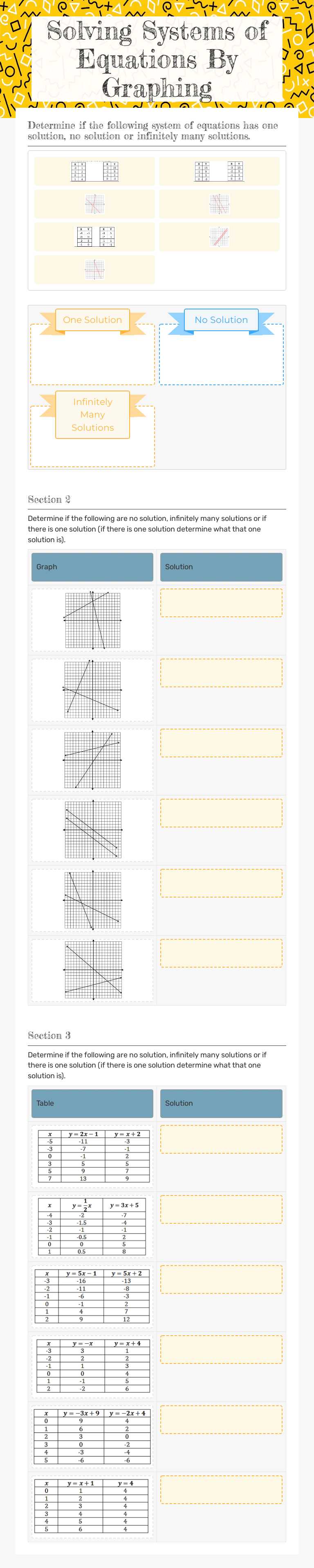 Solving Systems of Equations By Graphing Grade 10 worksheet preview