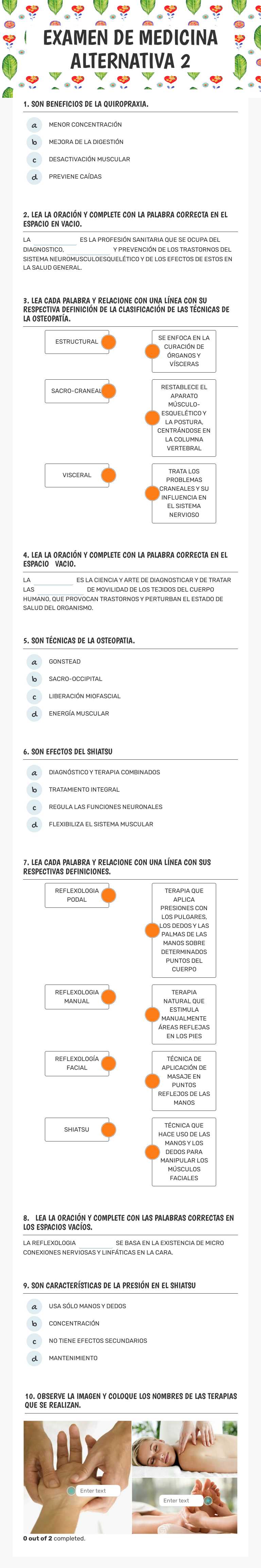 EXAMEN DE MEDICINA ALTERNATIVA 2 worksheet preview image