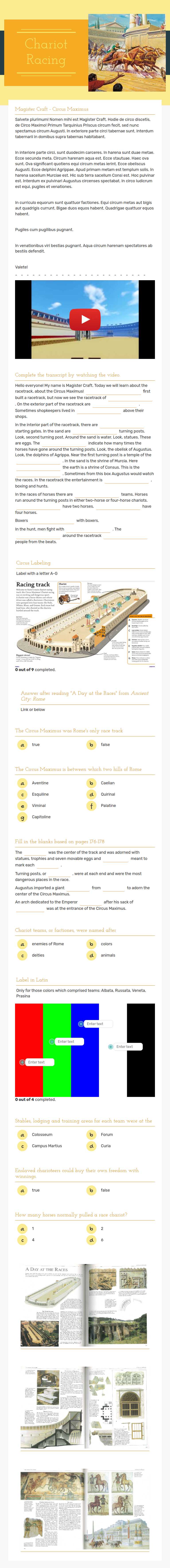 Chariot Racing worksheet preview image