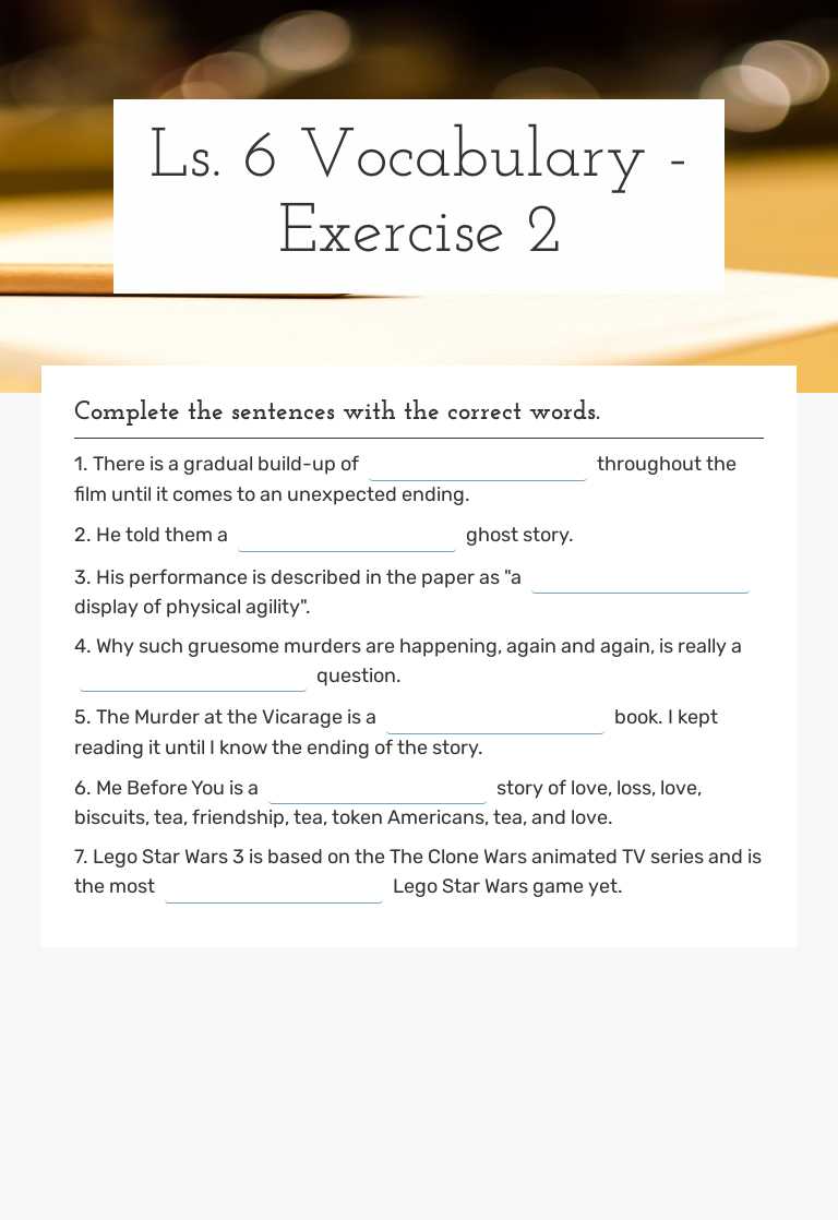 Ls. 6 Vocabulary - Exercise 2 worksheet preview image