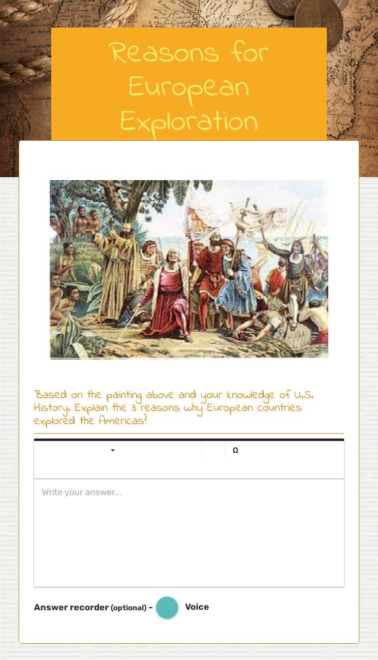 Reasons for European Exploration worksheet preview image