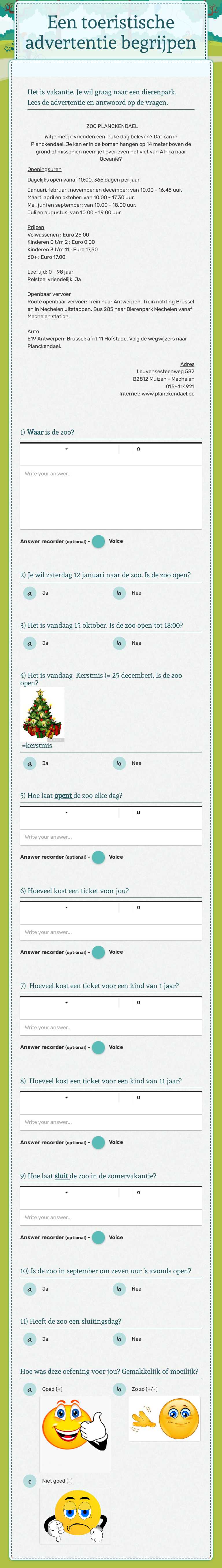 Een toeristische advertentie begrijpen worksheet preview image