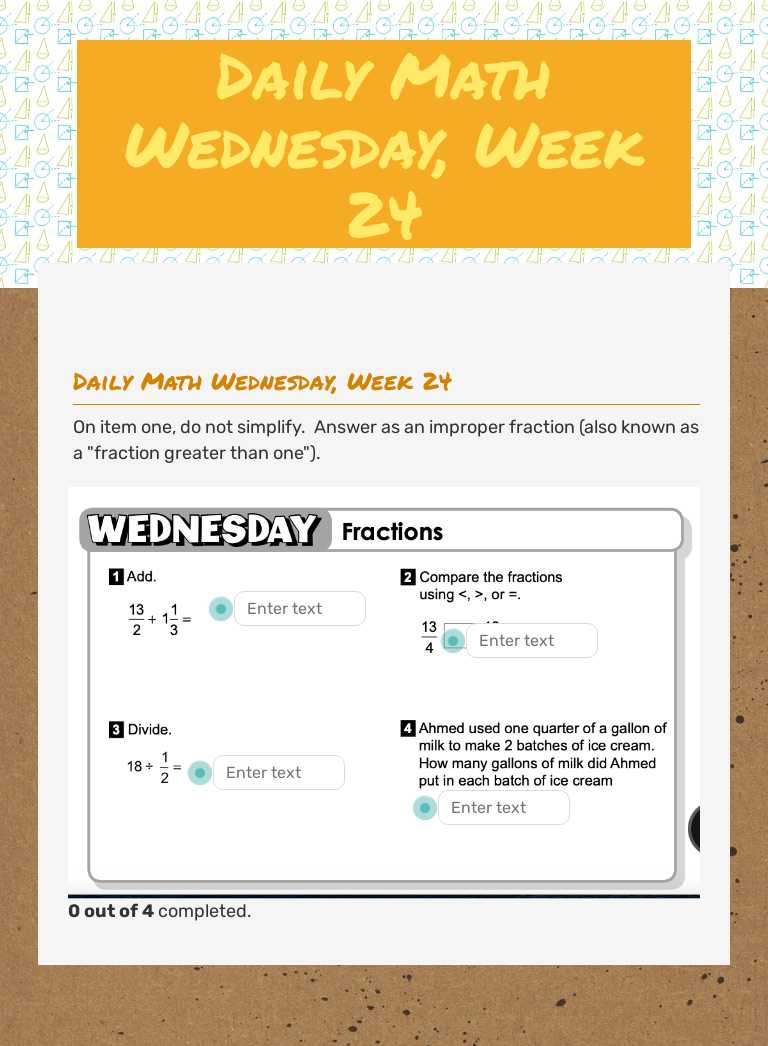 Daily Math Wednesday, Week 24 worksheet preview image