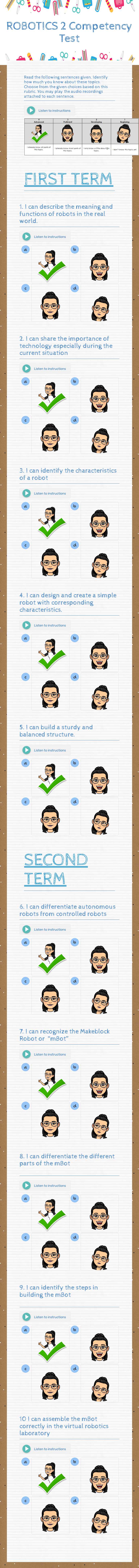 ROBOTICS 2
Competency 
Test Grade 1 worksheet preview