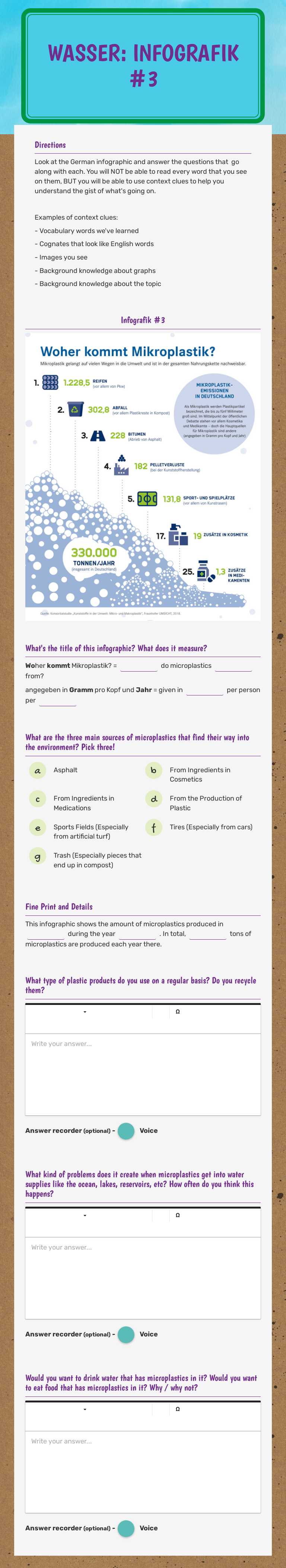 Wasser: Infografik #3 worksheet preview image