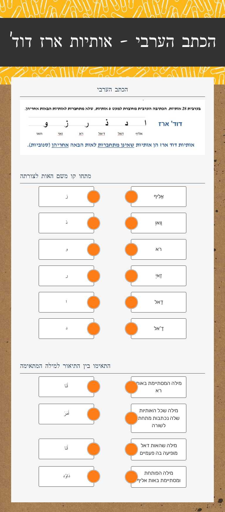 הכתב הערבי - אותיות ארז דוד' worksheet preview image