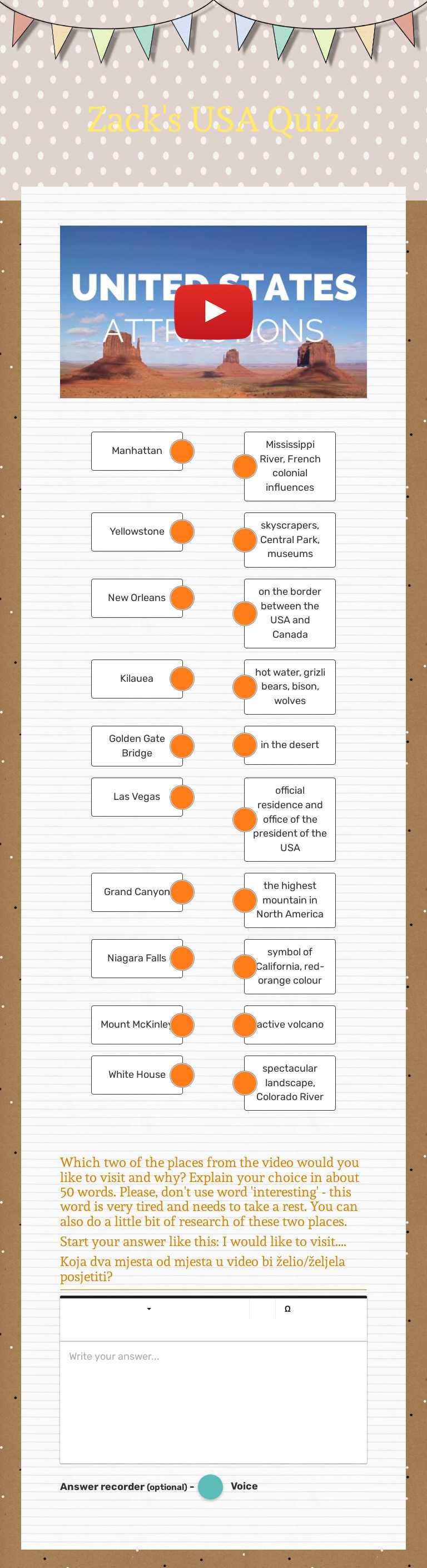 Zack's USA Quiz worksheet preview image