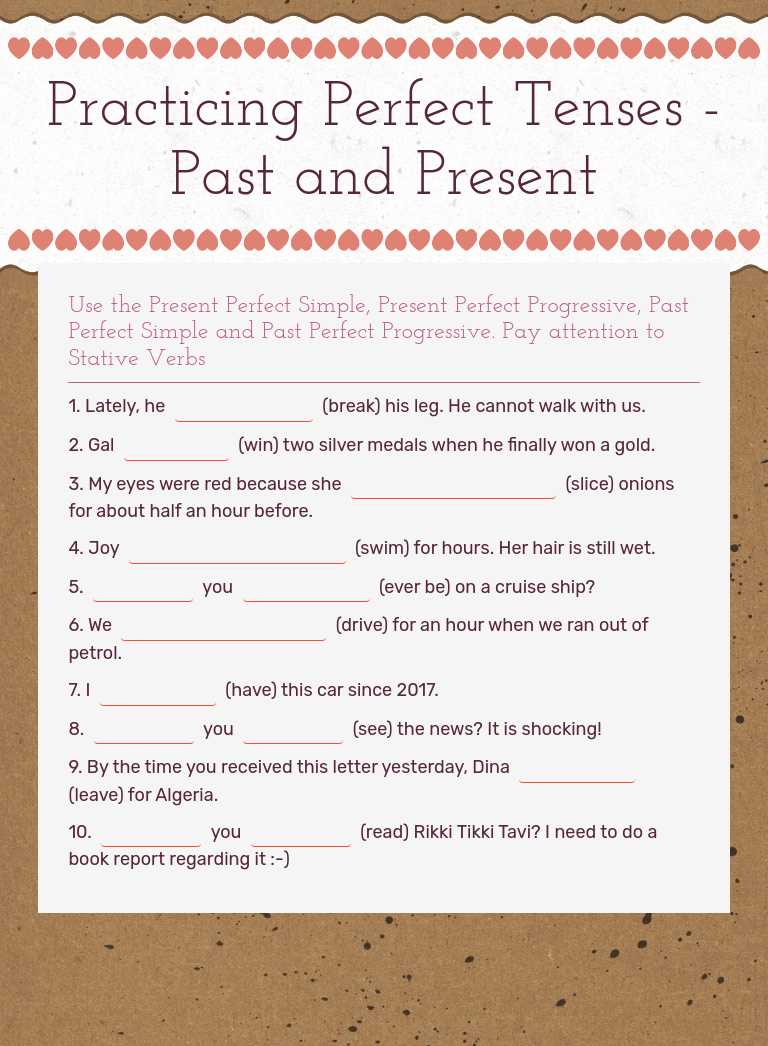 Practicing Perfect Tenses - Past and Present worksheet preview image