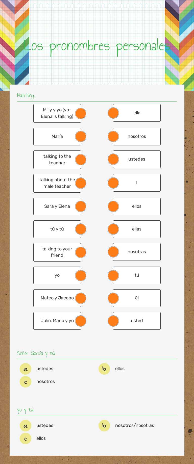 Los pronombres personales worksheet preview image