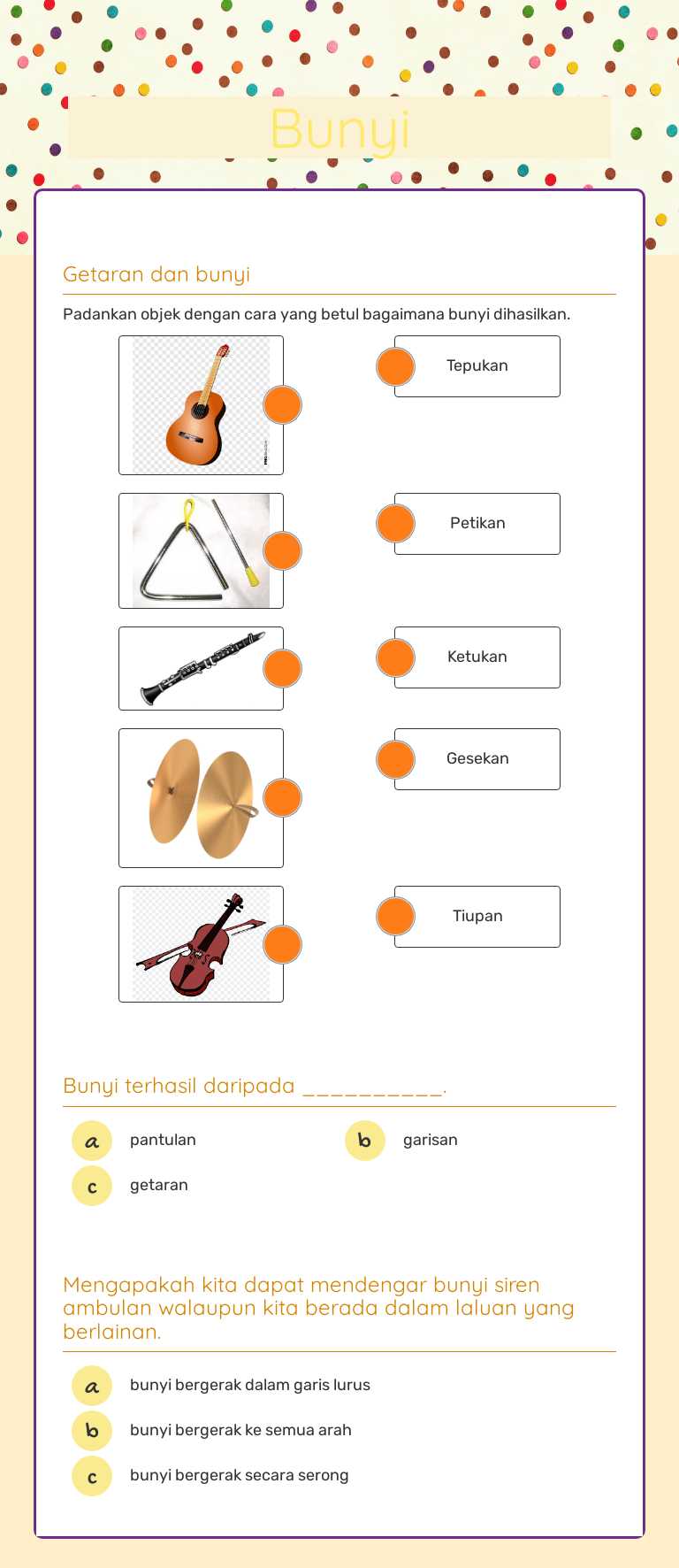 Bunyi worksheet preview image