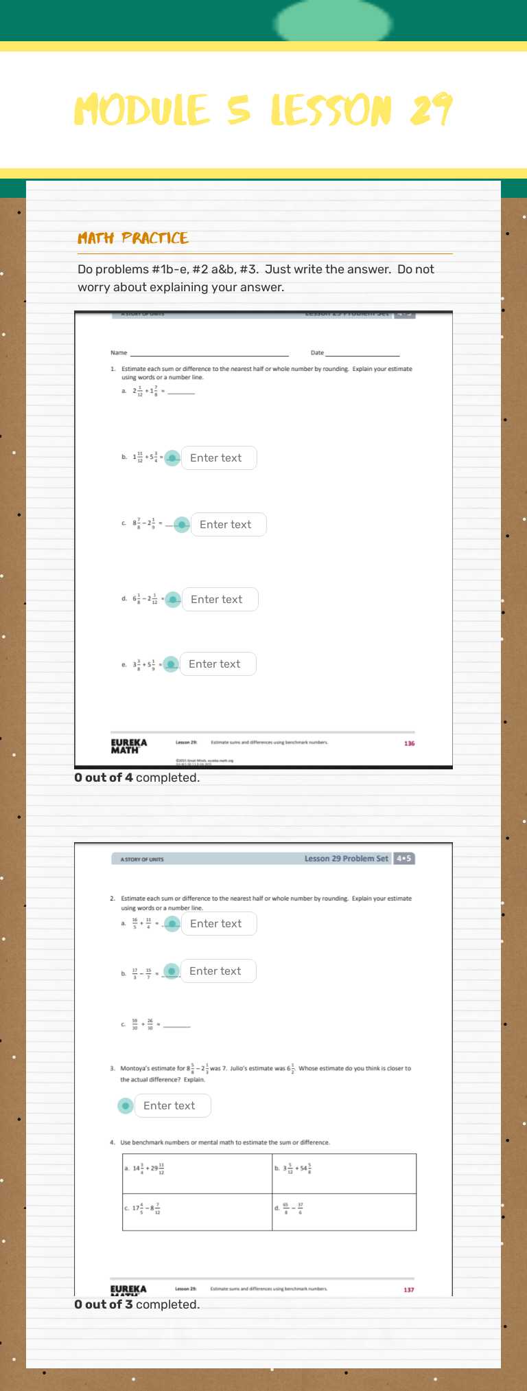Module 5 Lesson 29 worksheet preview image