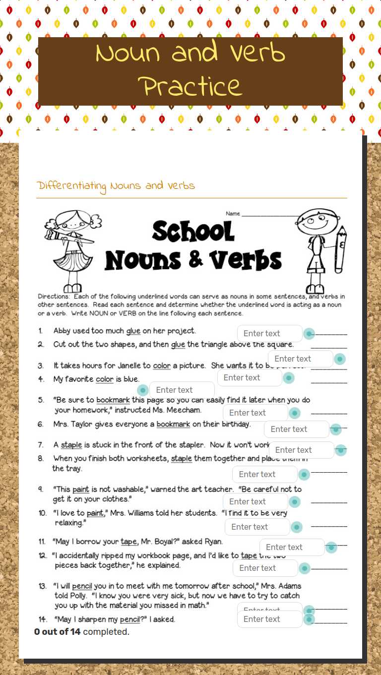 Noun and Verb Practice worksheet preview image