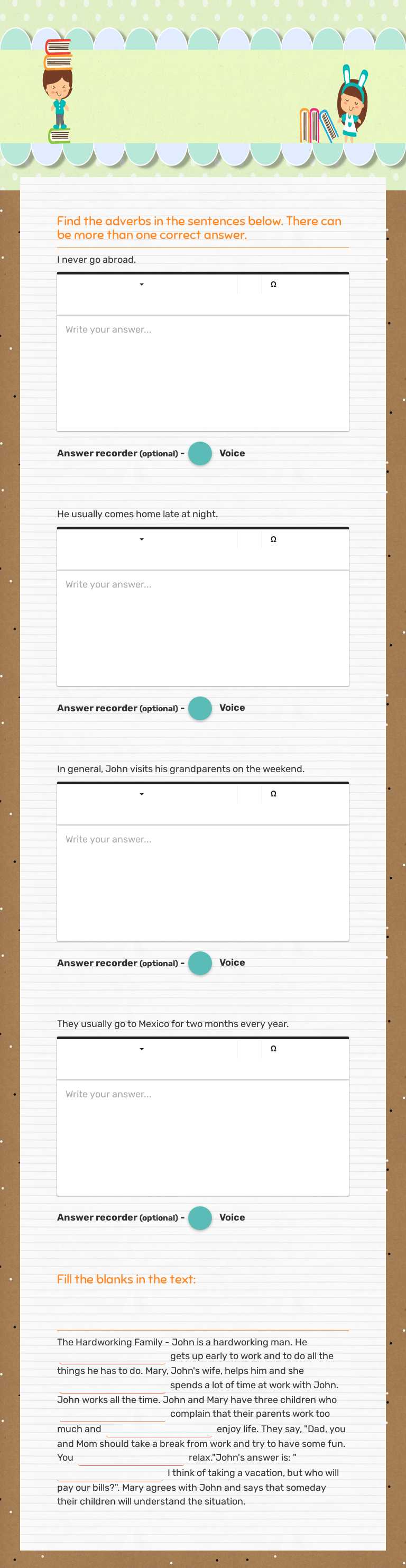 ENGLISH CLASS - ADVERBS worksheet preview image